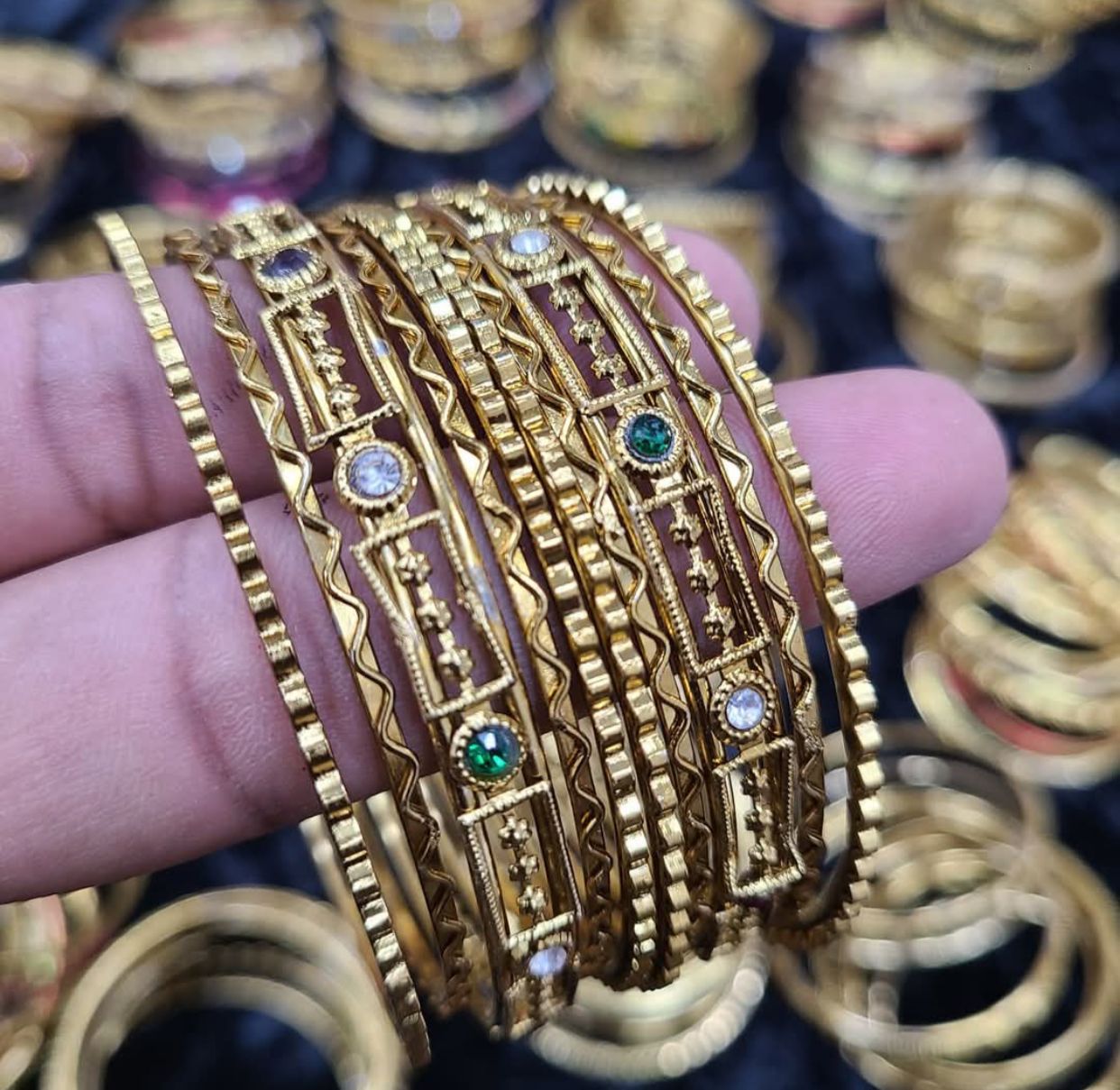 Elegant Gold Floral Bangle Set - ZQ Collection
