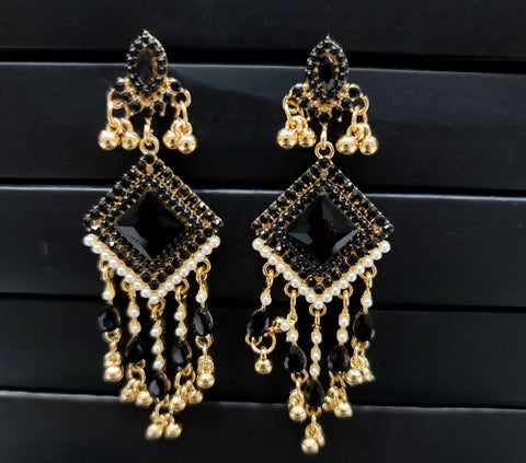 Luxurious Black and Gold Chandelier Earrings - ZQ Collection
