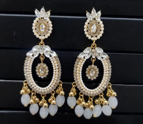 Glamorous Gold and Pearl Chandelier Earrings - ZQ Collection