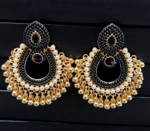 Bold Black and Gold Chandelier Earrings - ZQ Collection