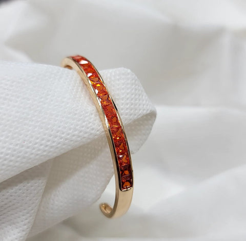 Radiant Gold Orange Gemstone Cuff Bracelet - ZQ Collection