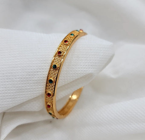 Vibrant Gold Gemstone Cuff Bracelet - ZQ Collection