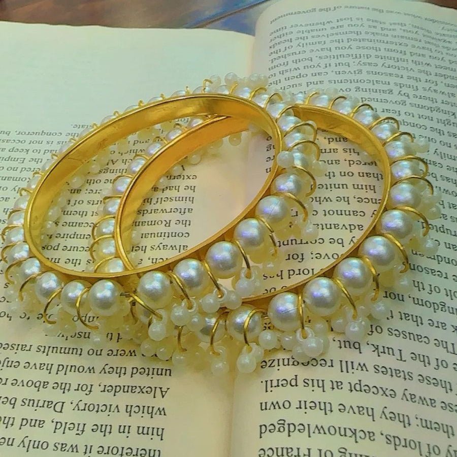 Pearl Perfection Graceful Gold Bangles For Women