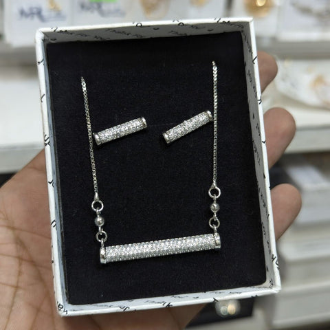 Crystal Bar Pendant Set For Women